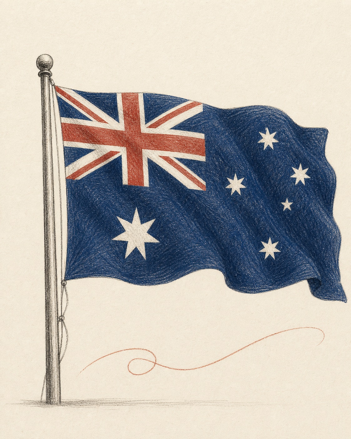 Hand-drawn Australian flag illustration